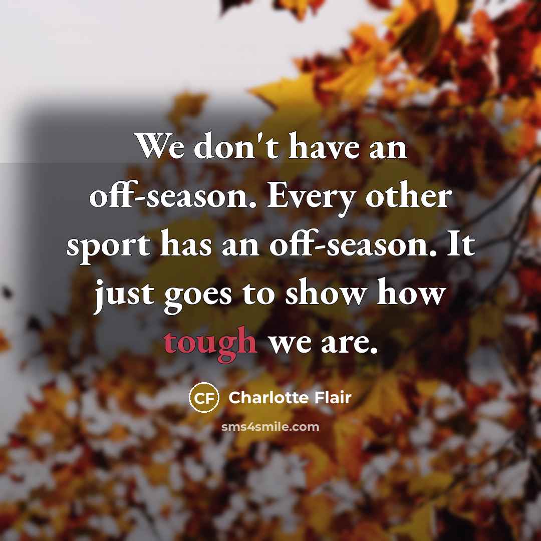 “We don't have an off-season. Every other sport has an…” quote by Charlotte Flair