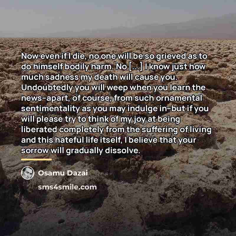 “Now even if I die, no one will be so…” quote by Osamu Dazai