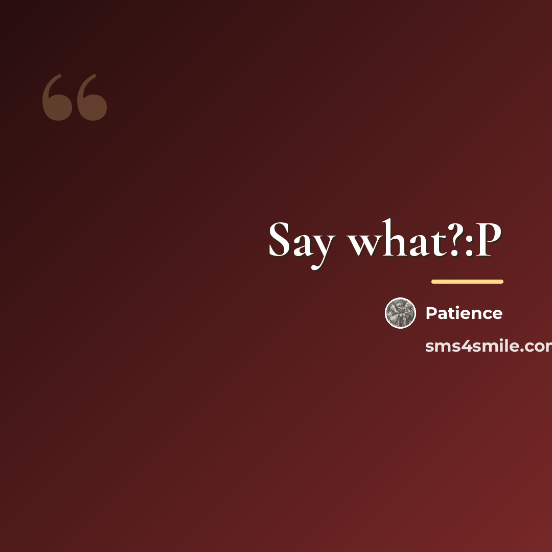 “Say what?:P…” quote by Patience