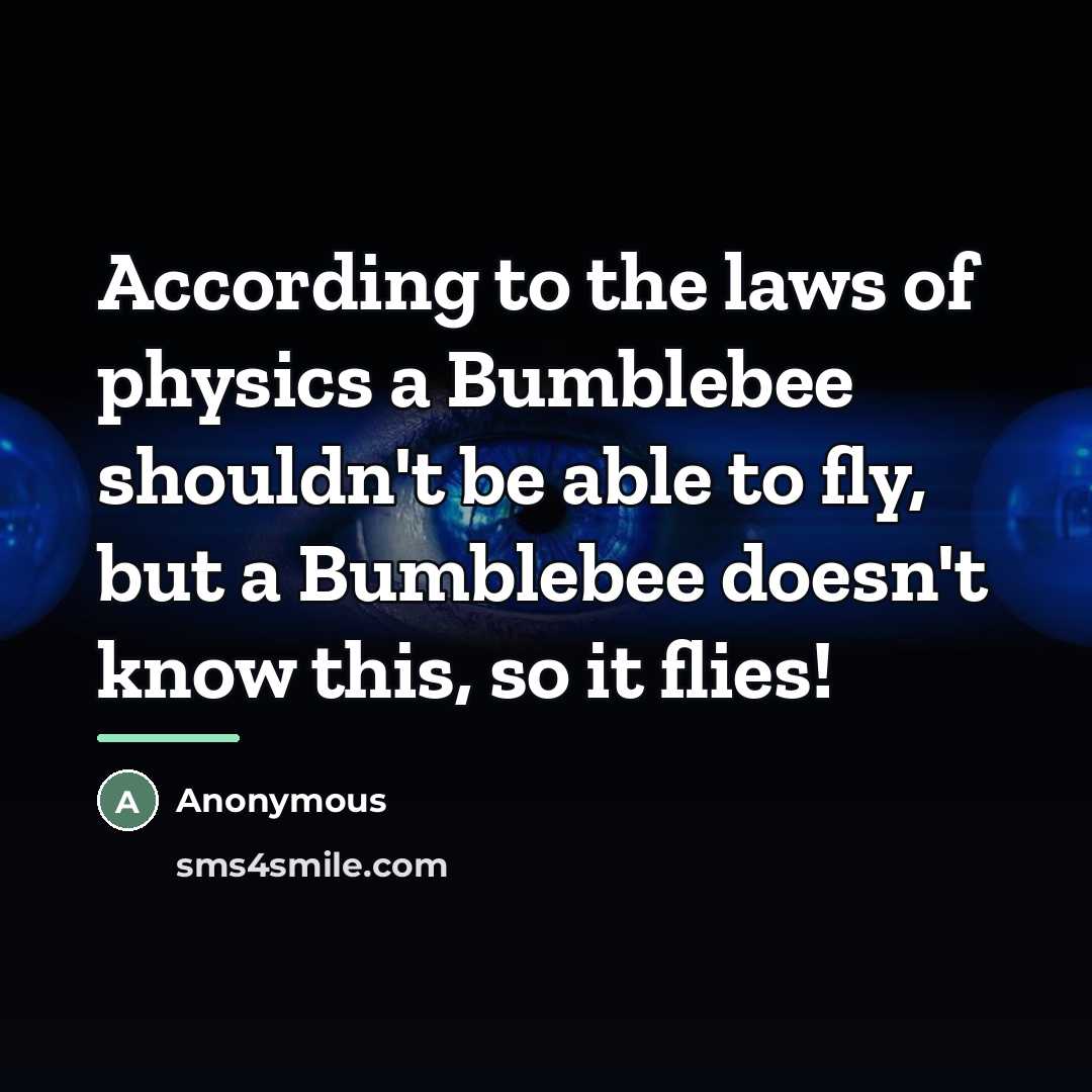 “According to the laws of physics a Bumblebee shouldn't be…” quote by Anonymous