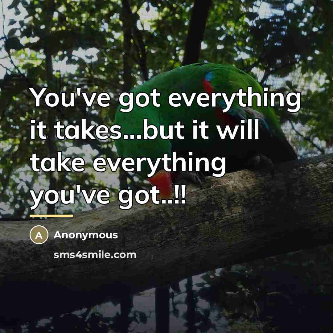 “You've got everything it takes...but it will take everything you've…” quote by Anonymous