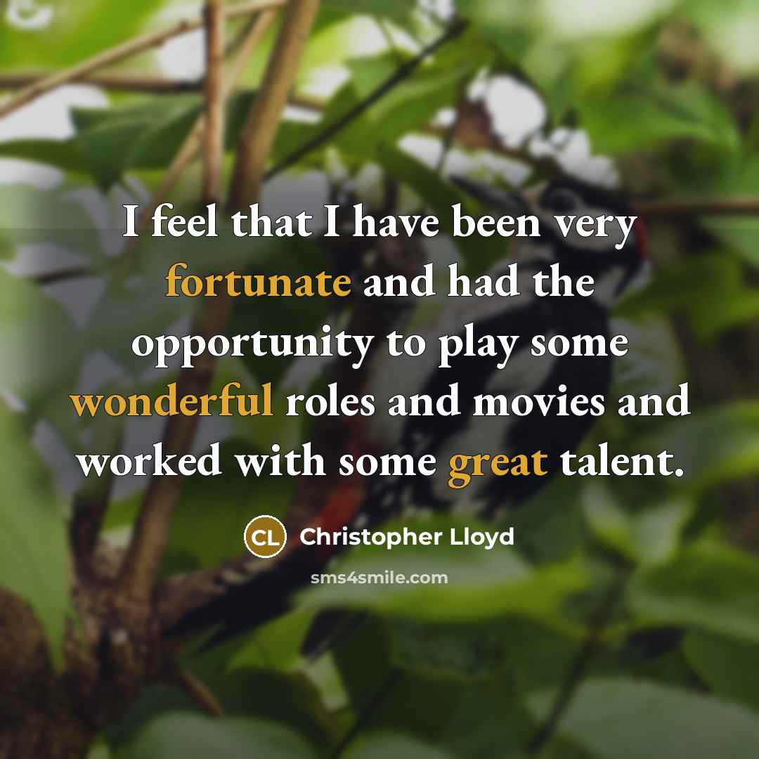 “I feel that I have been very fortunate and had the opportunity to play some wonderful roles and movies and worked with some great talent.” quote by Christopher Lloyd