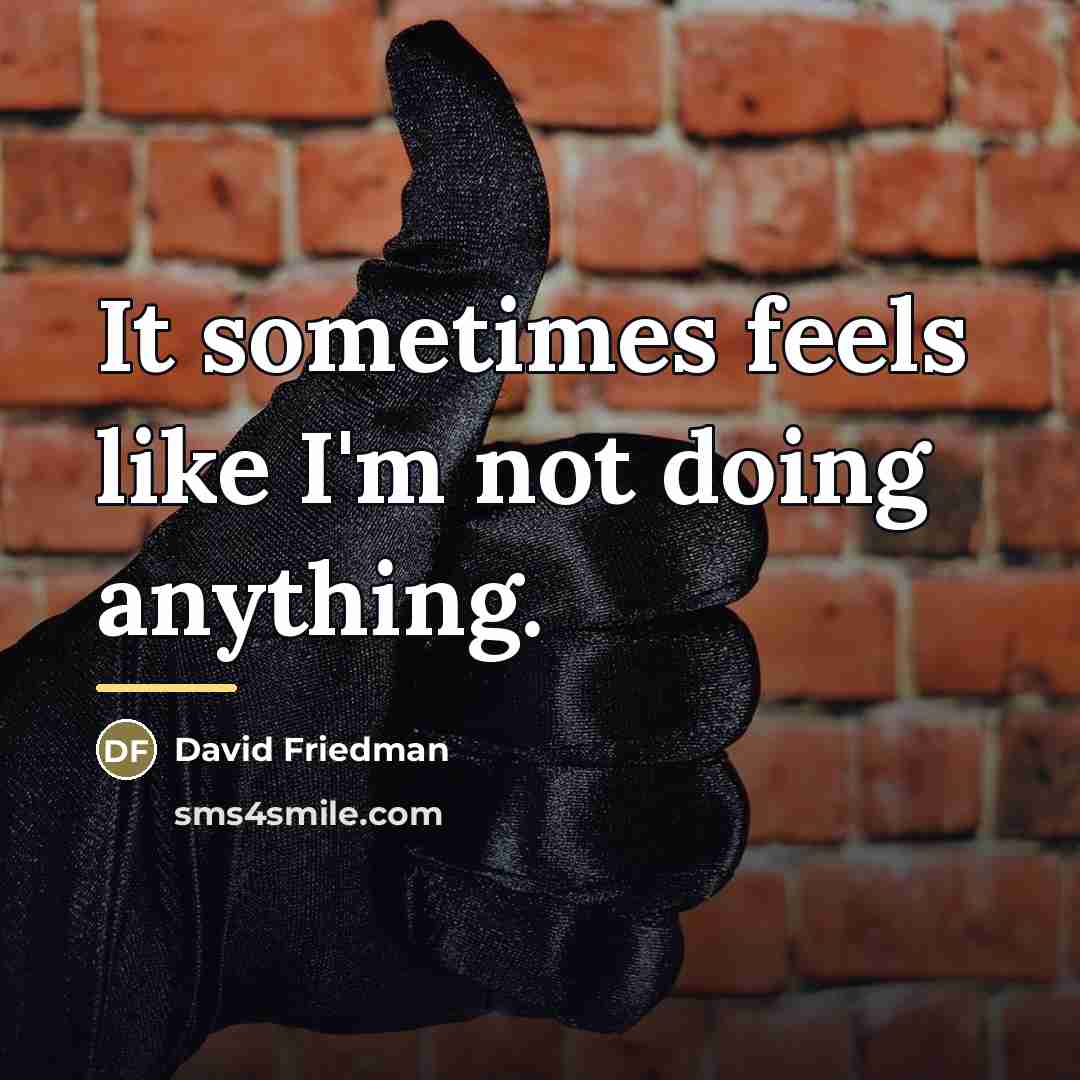 “It sometimes feels like I'm not doing anything.…” quote by David Friedman