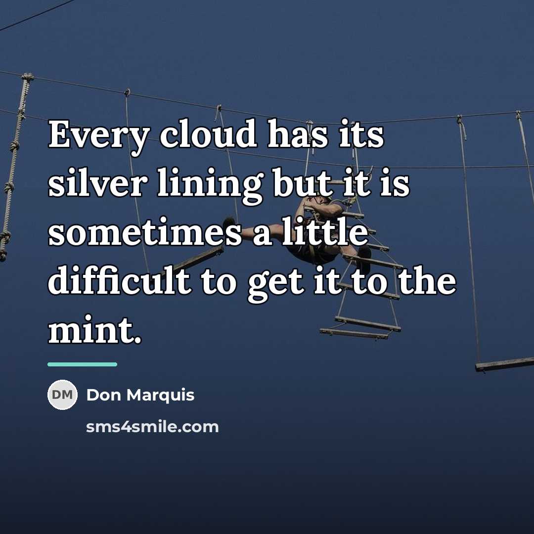“Every cloud has its silver lining but it is sometimes…” quote by Don Marquis