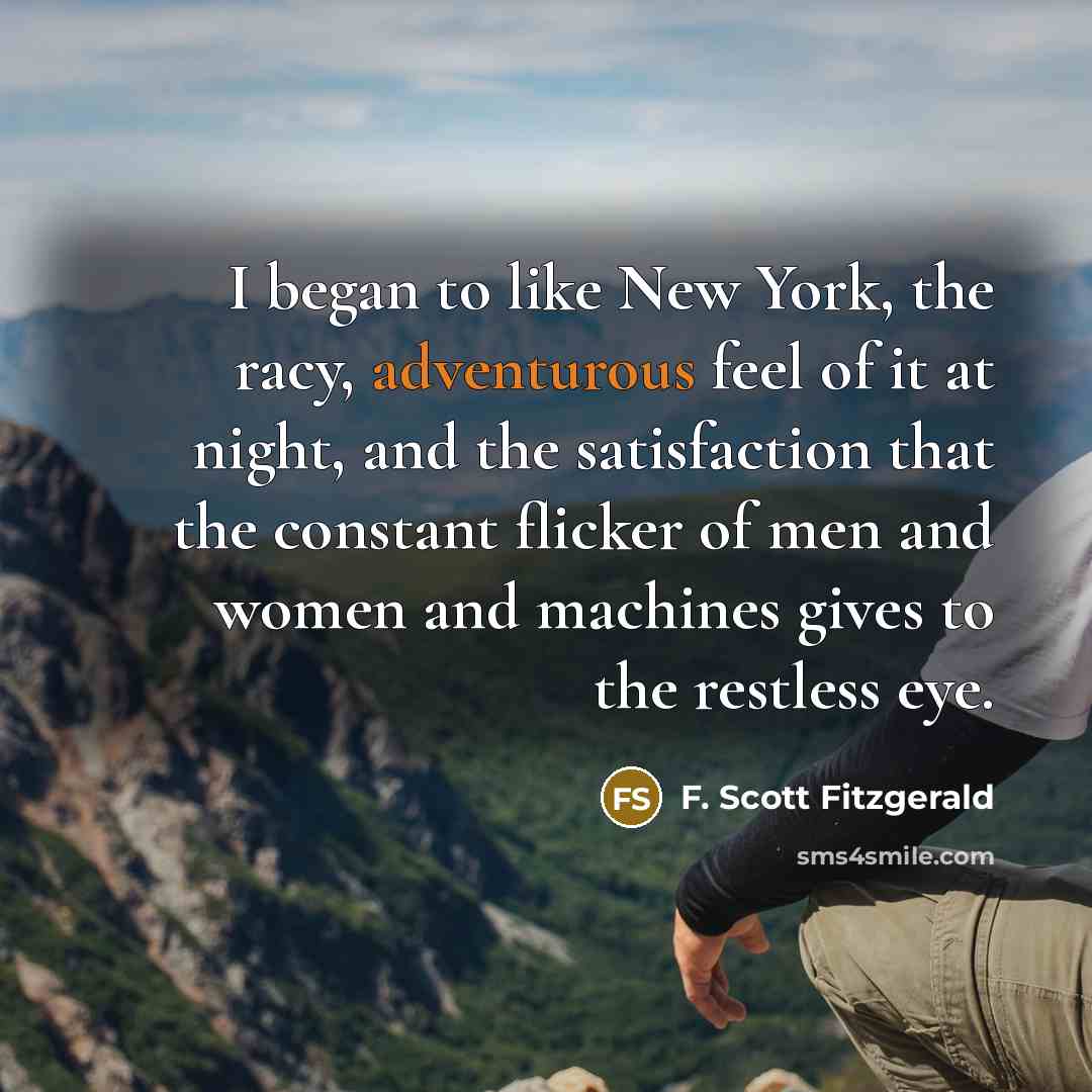 “I began to like New York, the racy, adventurous feel…” quote by F. Scott Fitzgerald