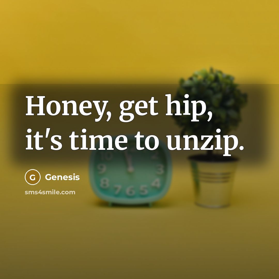 “Honey, get hip, it's time to unzip.…” quote by Genesis