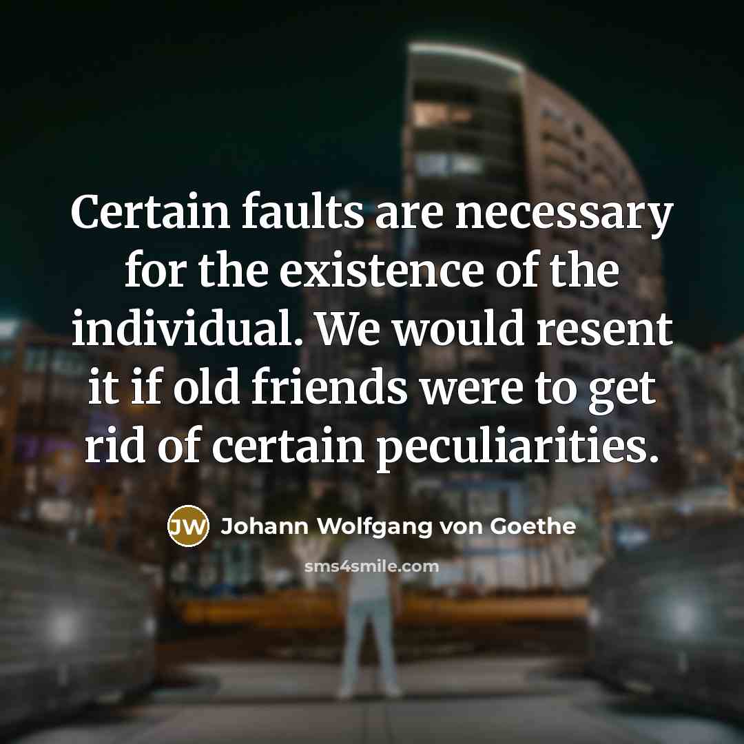 “Certain faults are necessary for the existence of the individual.…” quote by Johann Wolfgang von Goethe