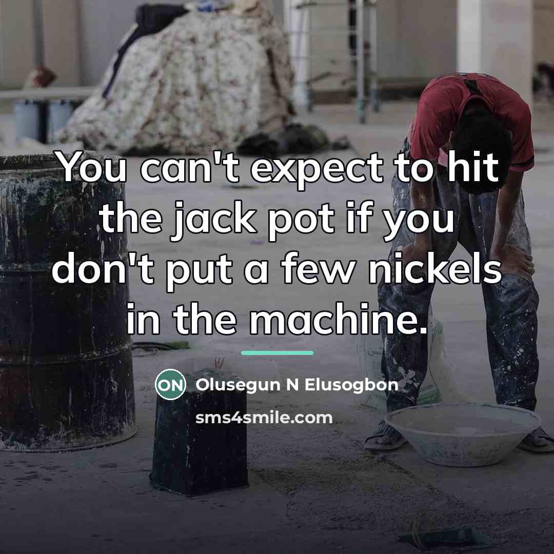 “You can't expect to hit the jack pot if you…” quote by Olusegun N Elusogbon