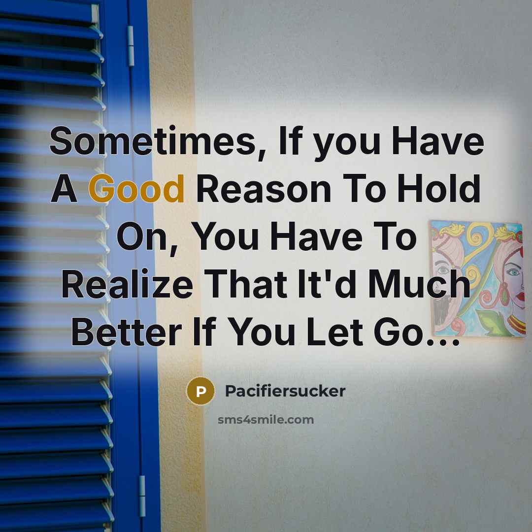 “Sometimes, If you Have A Good Reason To Hold On,…” quote by Pacifiersucker