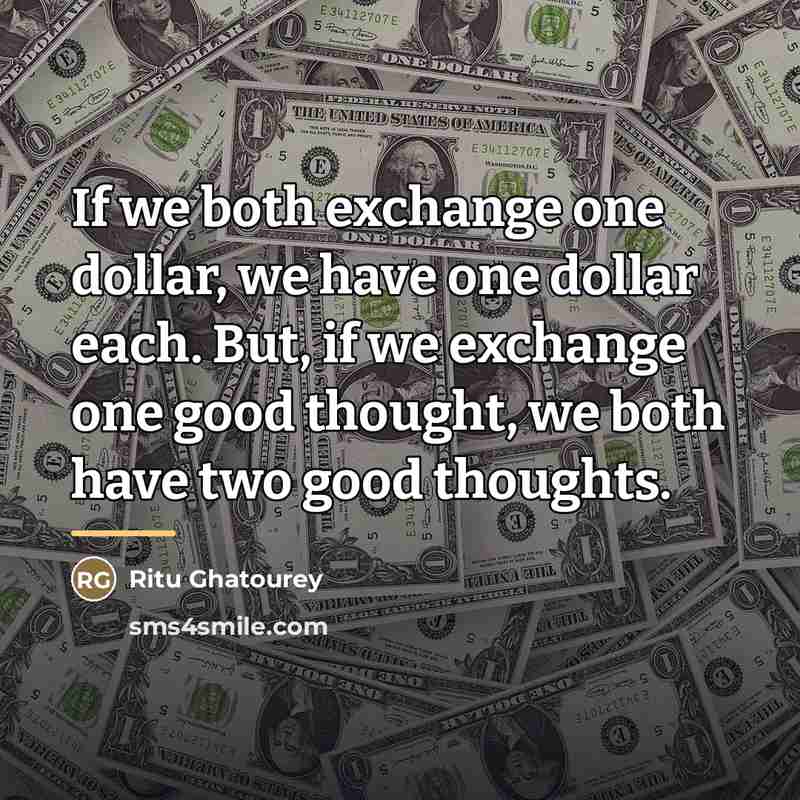 “If we both exchange one dollar, we have one dollar…” quote by Ritu Ghatourey