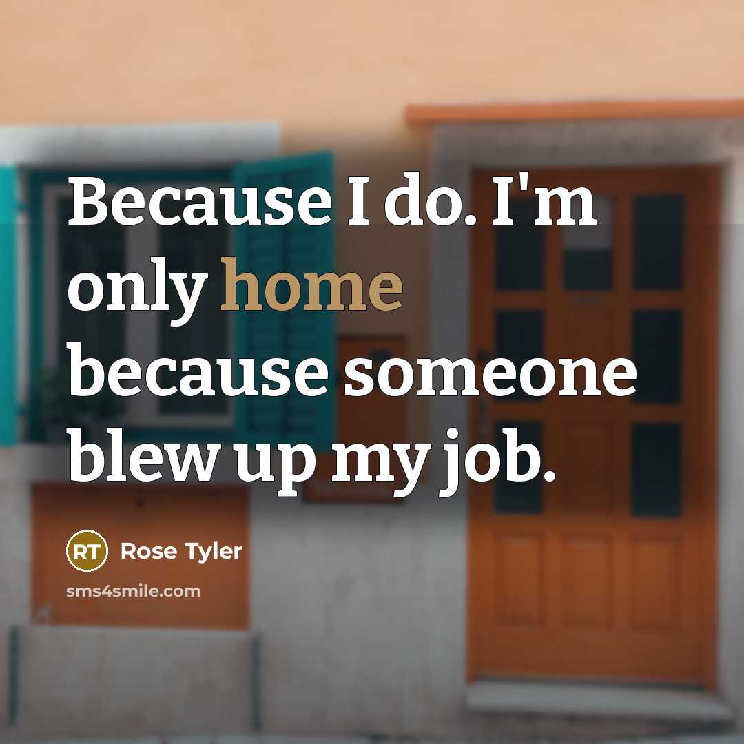 “Because I do. I'm only home because someone blew up…” quote by Rose Tyler