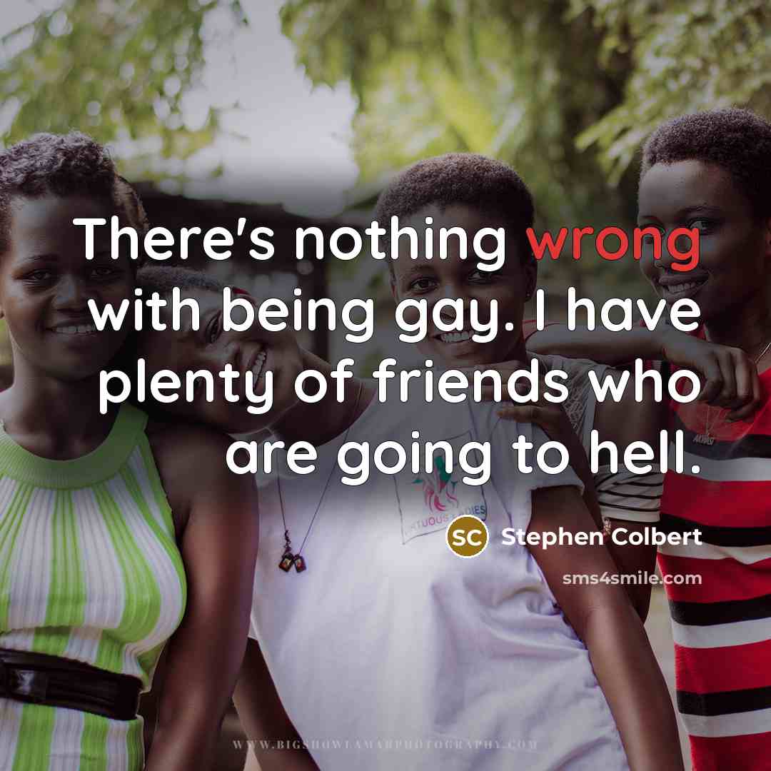 “There's nothing wrong with being gay. I have plenty of…” quote by Stephen Colbert