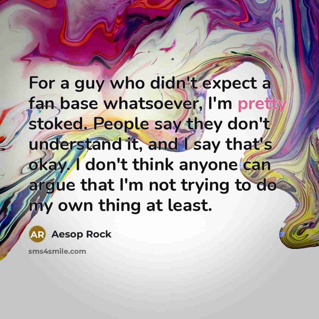 “For a guy who didn't expect a fan base whatsoever,…” quote by Aesop Rock