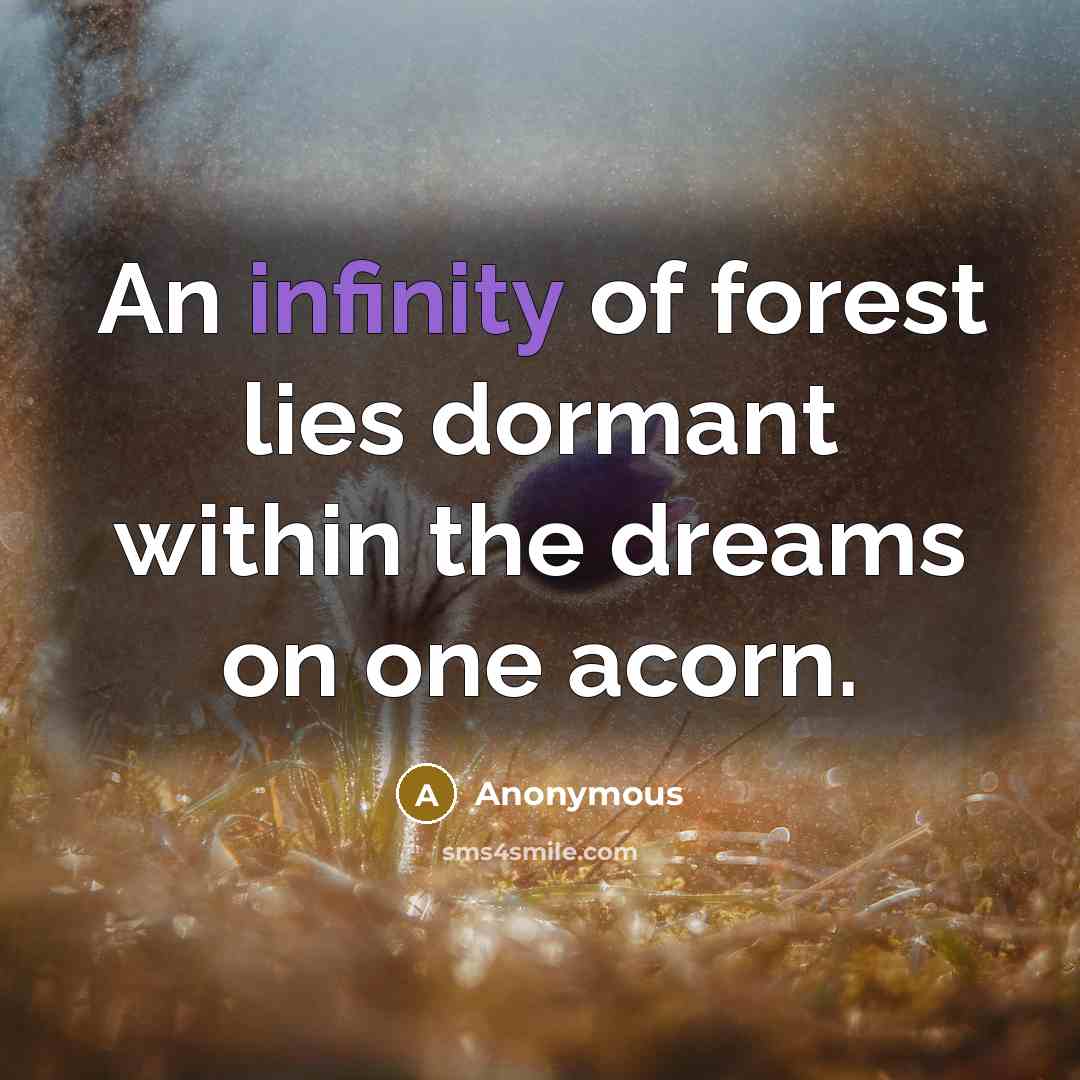 “An infinity of forest lies dormant within the dreams on…” quote by Anonymous
