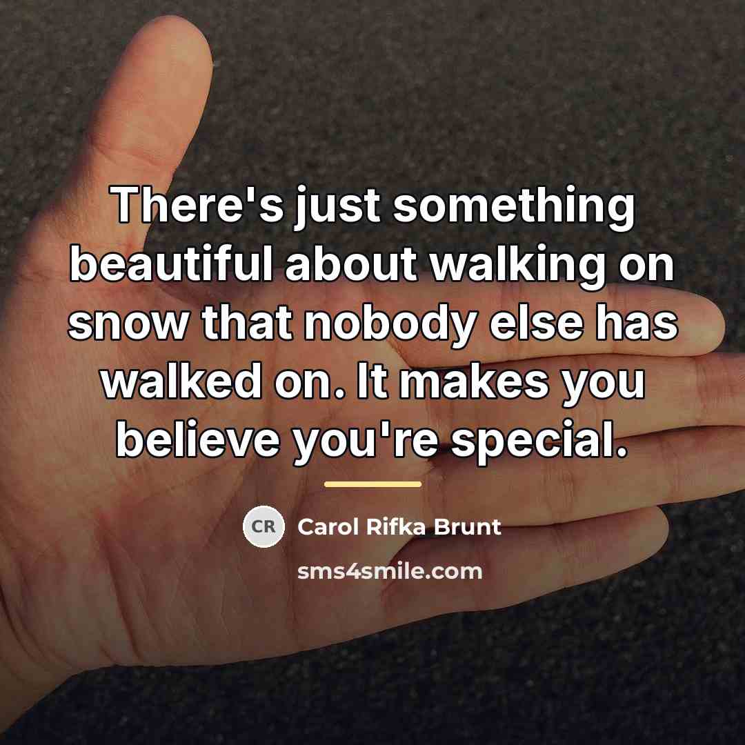 “There's just something beautiful about walking on snow that nobody…” quote by Carol Rifka Brunt