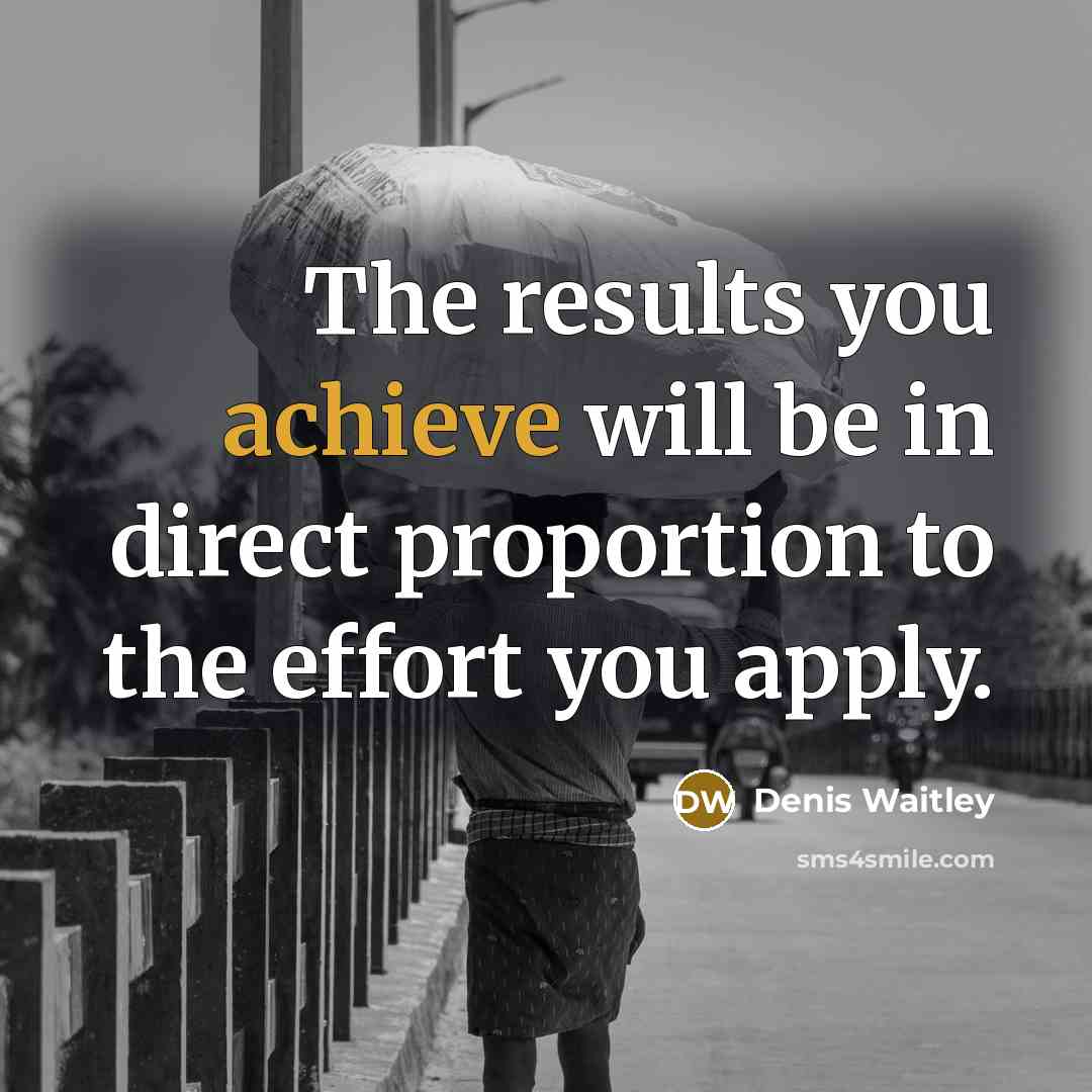 “The results you achieve will be in direct proportion to…” quote by Denis Waitley