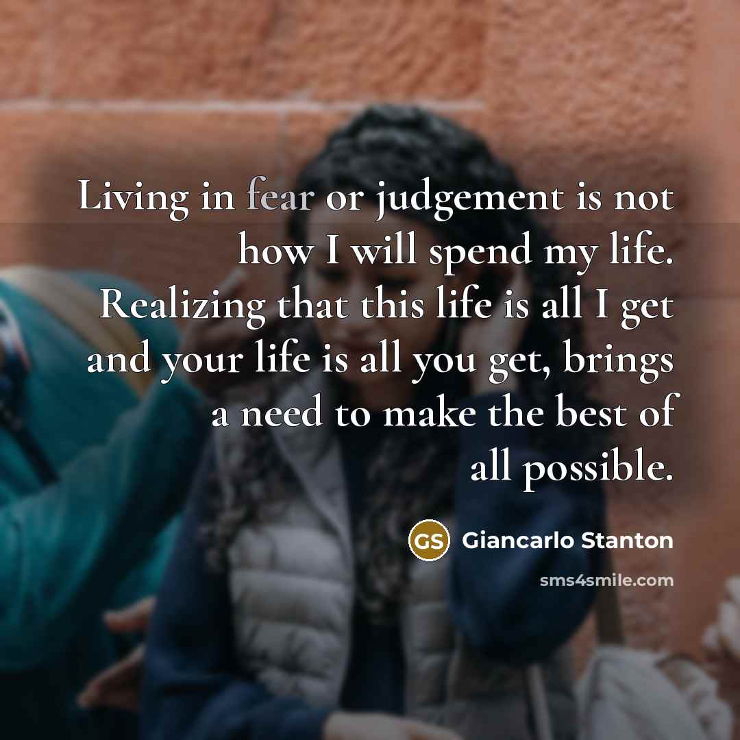 “Living in fear or judgement is not how I will…” quote by Giancarlo Stanton