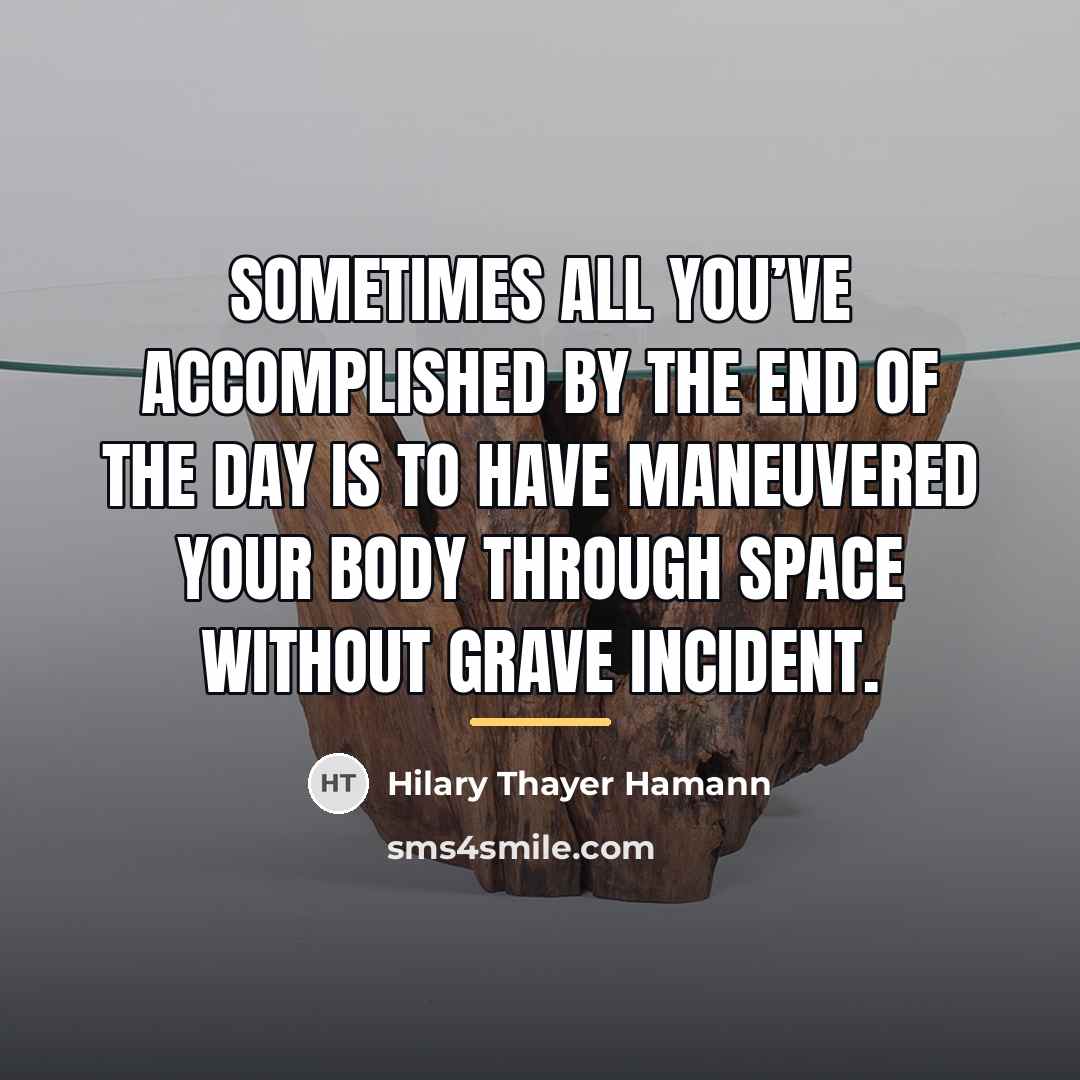 “Sometimes all you’ve accomplished by the end of the day…” quote by Hilary Thayer Hamann