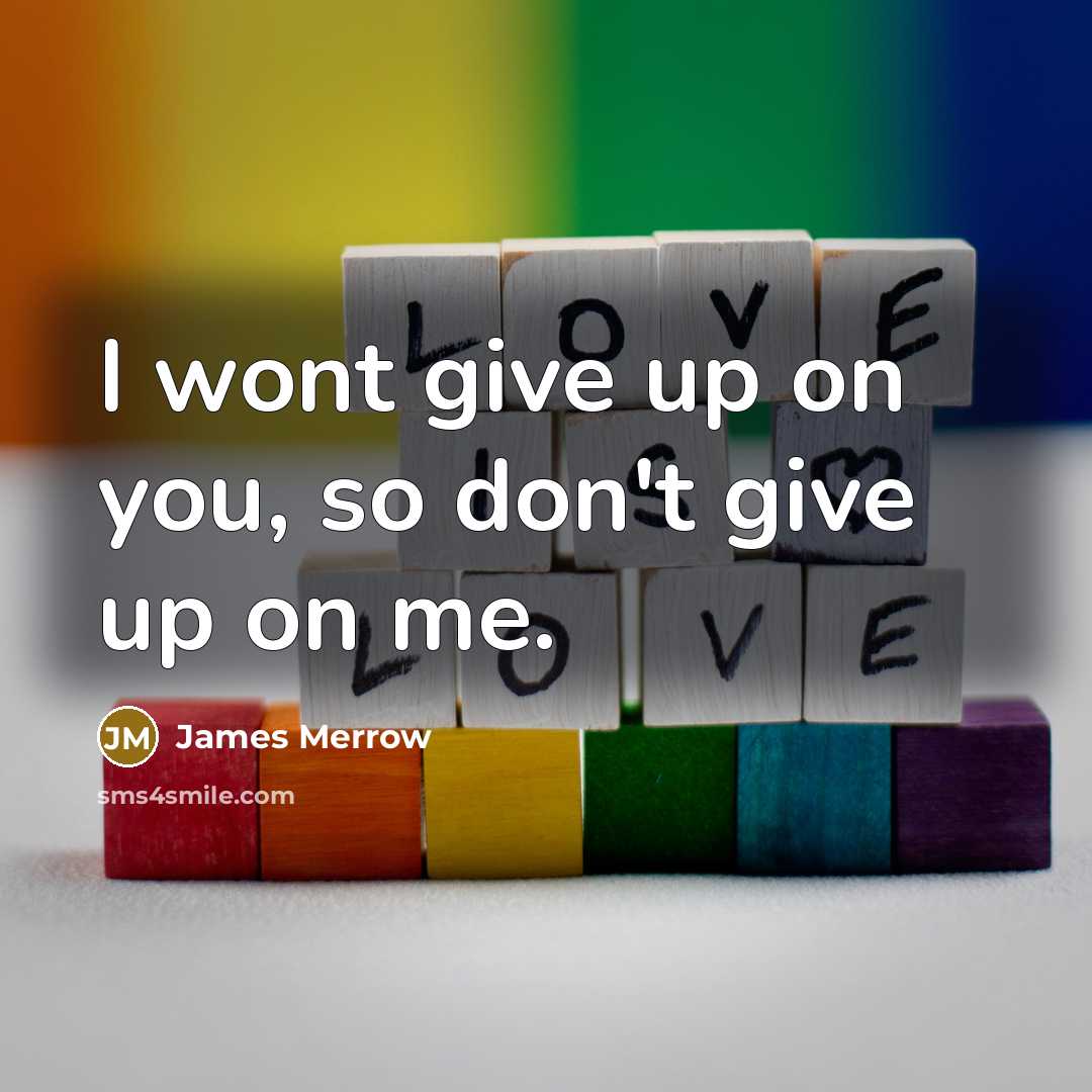 “I wont give up on you, so don't give up…” quote by James Merrow