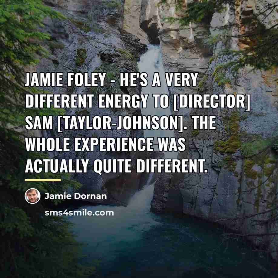 “Jamie Foley - he's a very different energy to [director]…” quote by Jamie Dornan