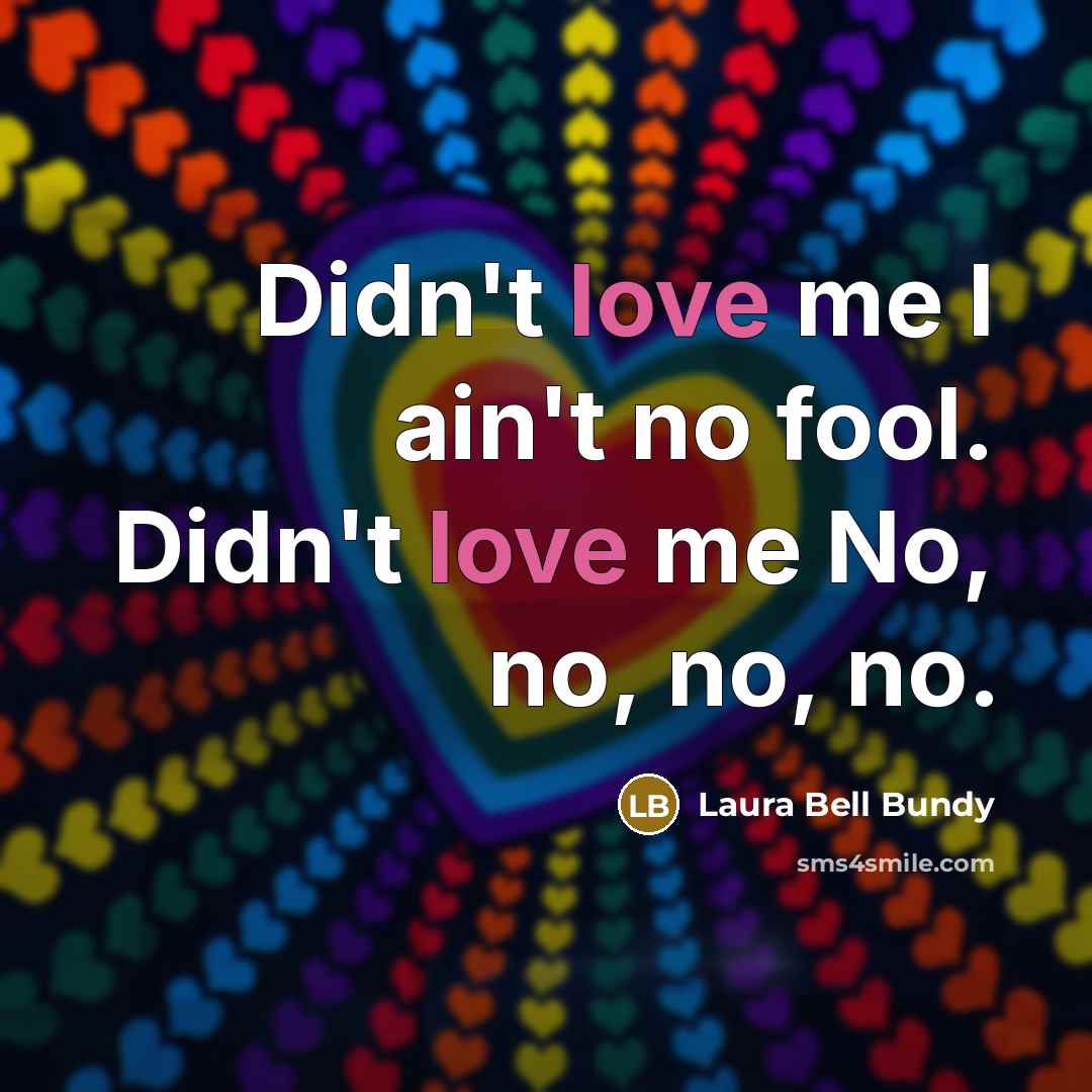 “Didn't love me I ain't no fool. Didn't love me…” quote by Laura Bell Bundy