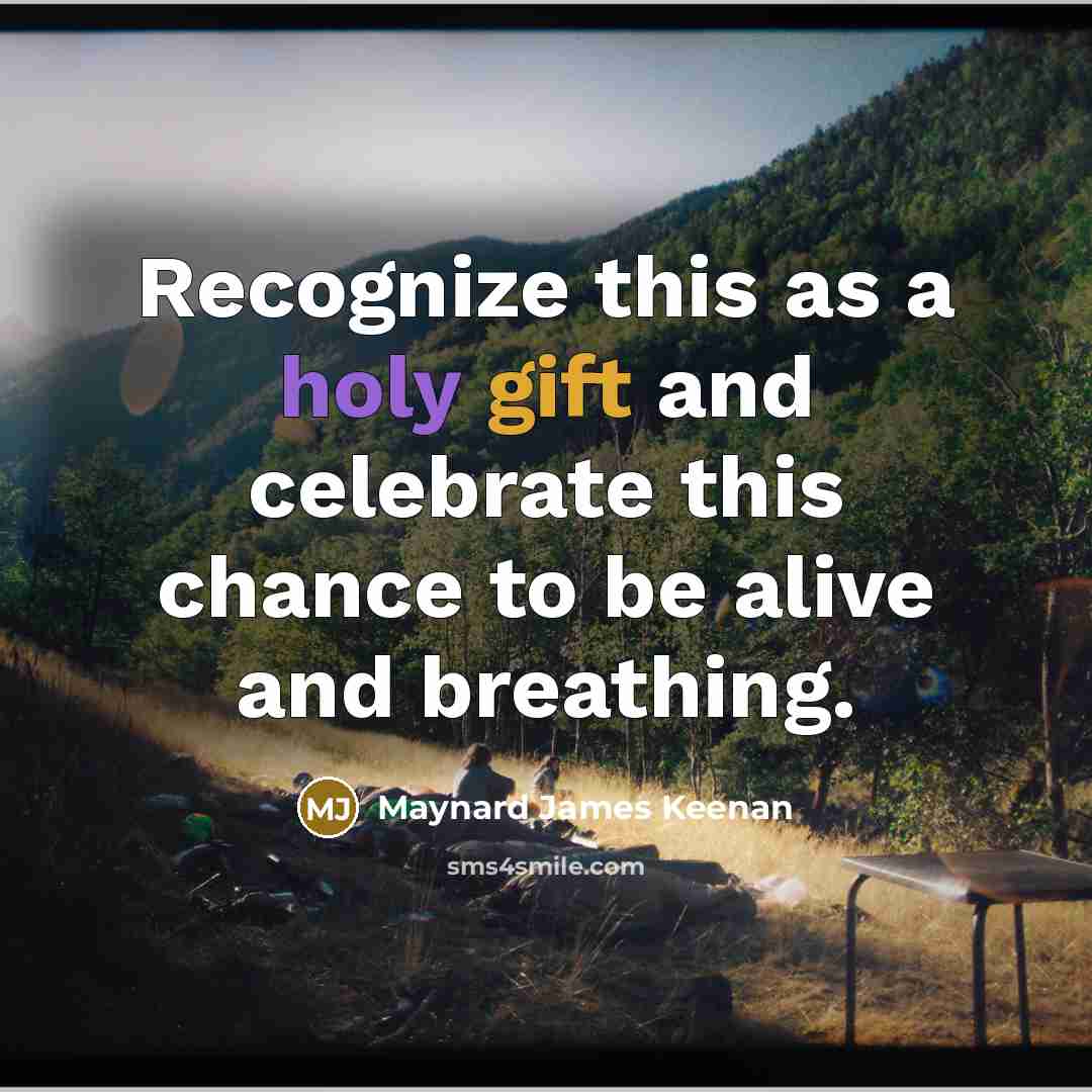 “Recognize this as a holy gift and celebrate this chance…” quote by Maynard James Keenan