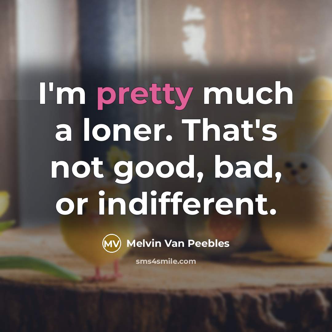 “I'm pretty much a loner. That's not good, bad, or…” quote by Melvin Van Peebles