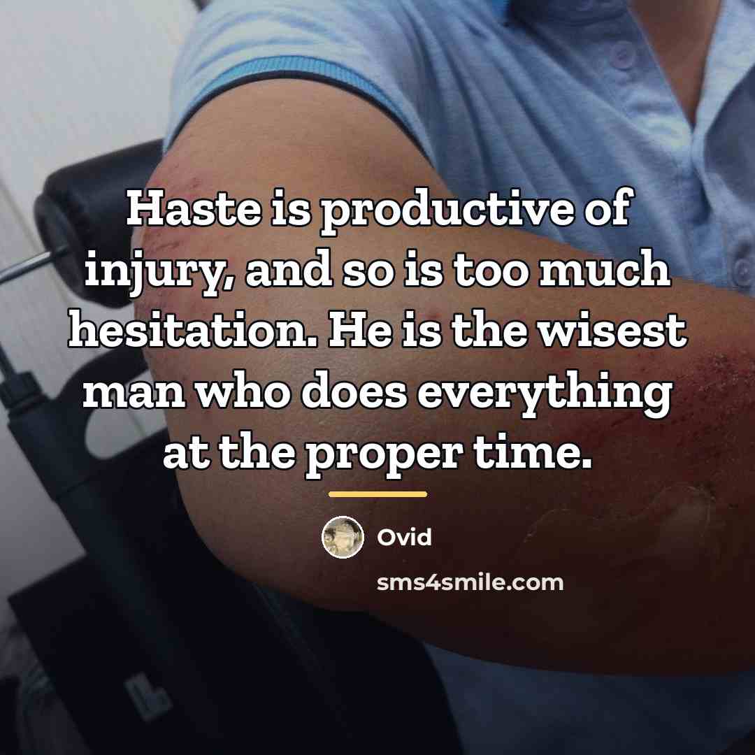 “Haste is productive of injury, and so is too much…” quote by Ovid