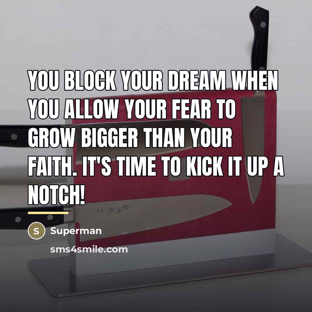 “You block your dream when you allow your fear to…” quote by Superman