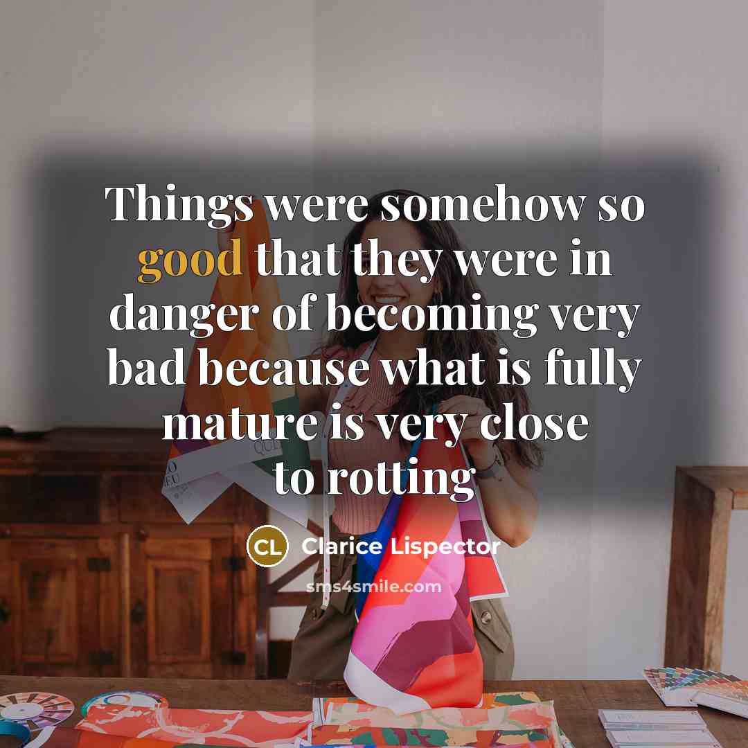 “Things were somehow so good that they were in danger…” quote by Clarice Lispector