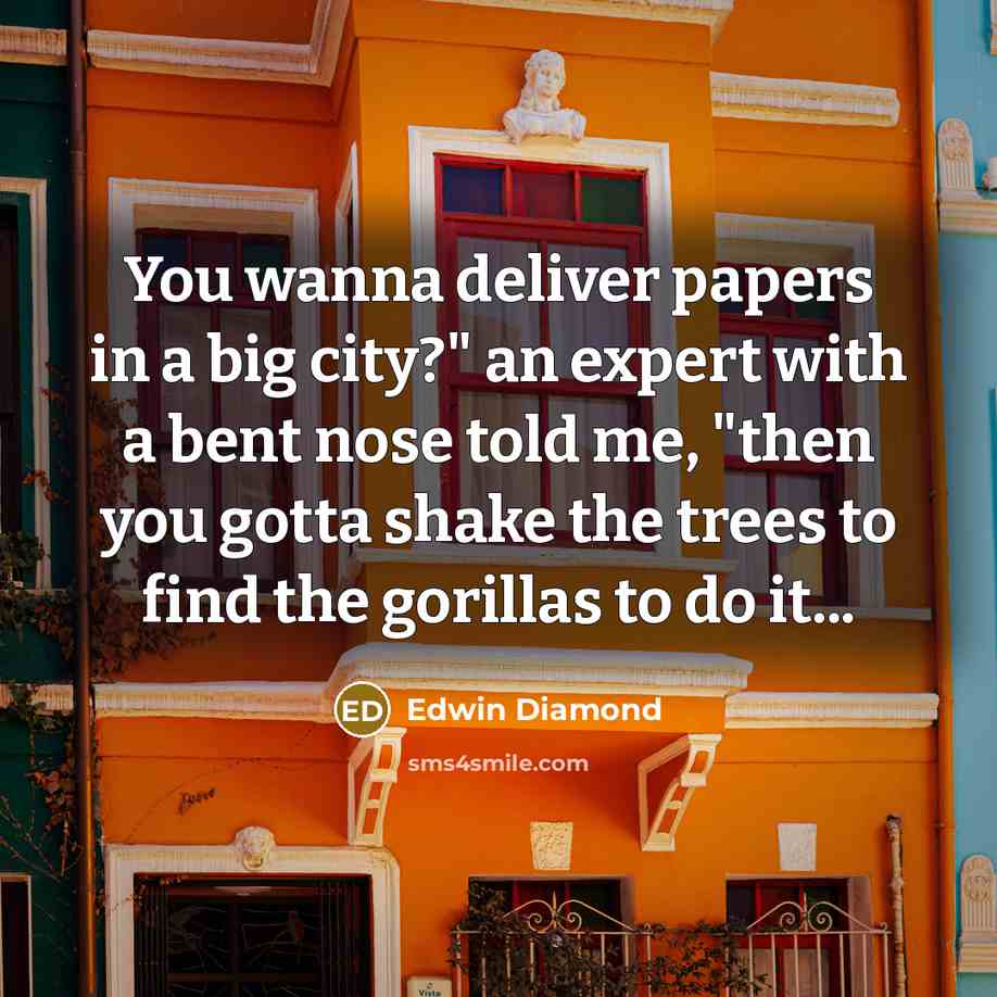 “"You wanna deliver papers in a big city?" an expert…” quote by Edwin Diamond