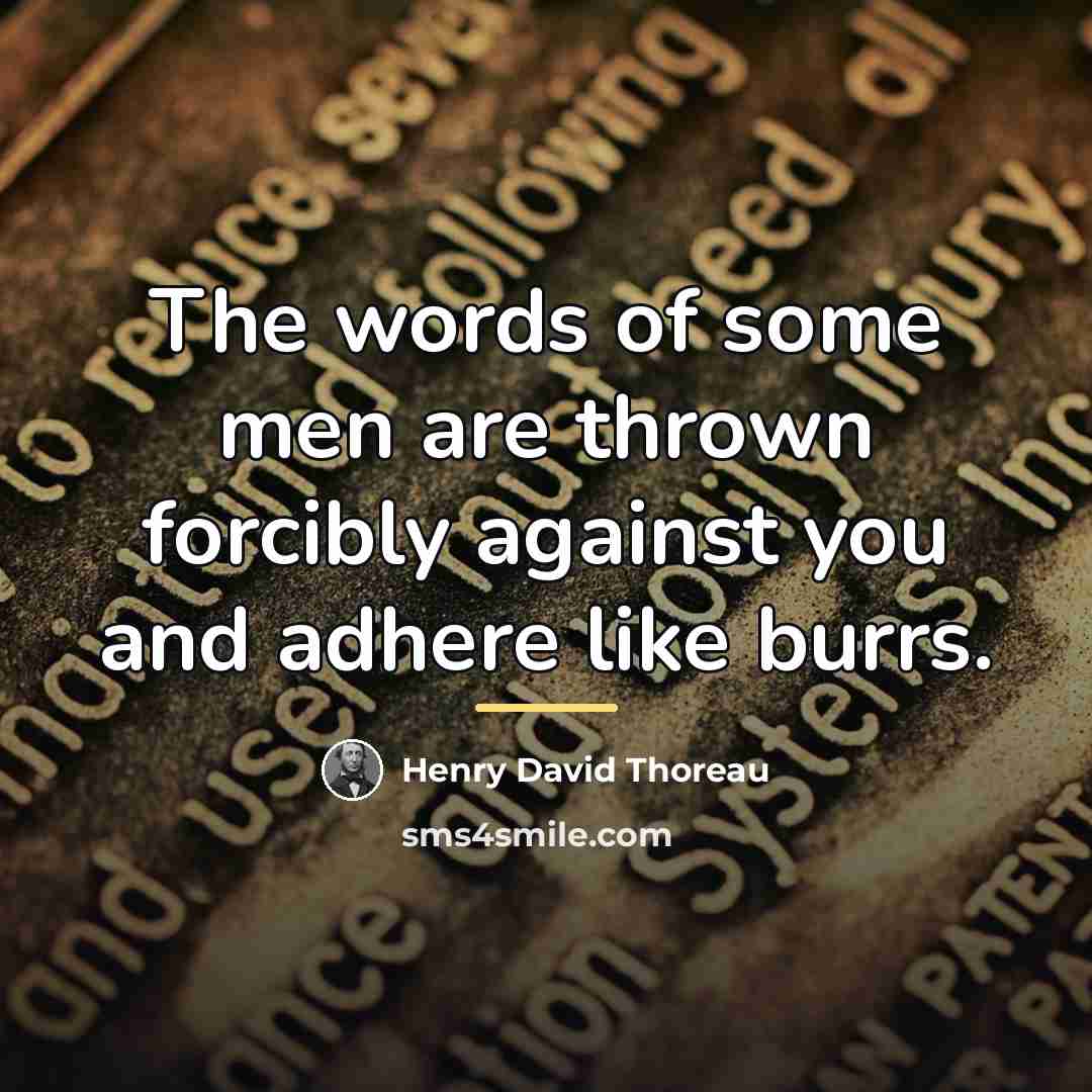“The words of some men are thrown forcibly against you…” quote by Henry David Thoreau