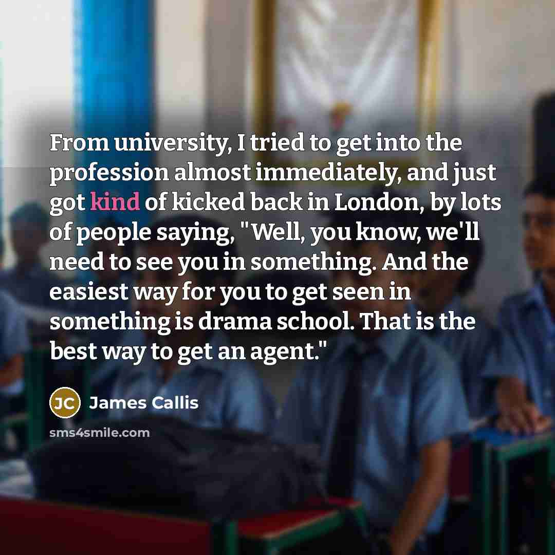 “From university, I tried to get into the profession almost…” quote by James Callis
