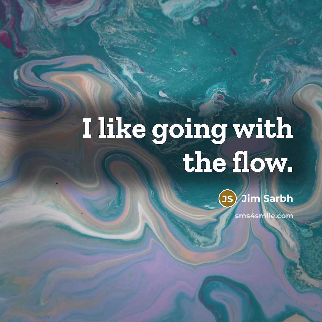 “I like going with the flow.…” quote by Jim Sarbh