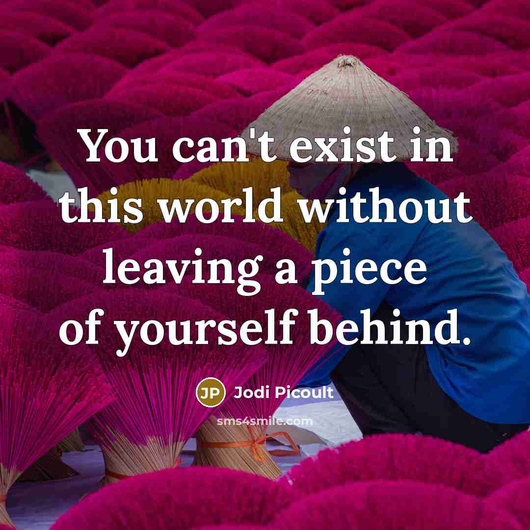 “You can't exist in this world without leaving a piece…” quote by Jodi Picoult