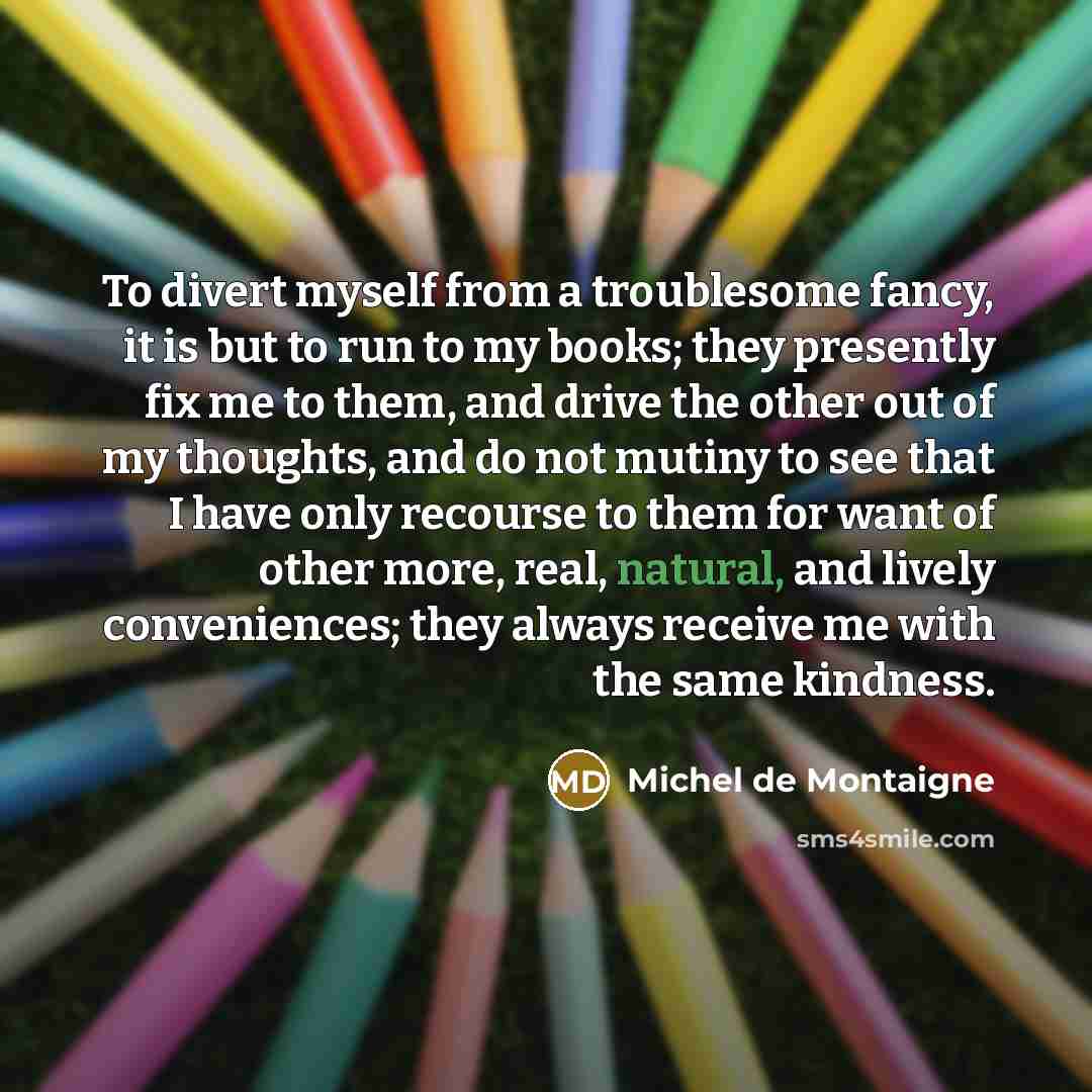 “To divert myself from a troublesome fancy, it is but…” quote by Michel de Montaigne