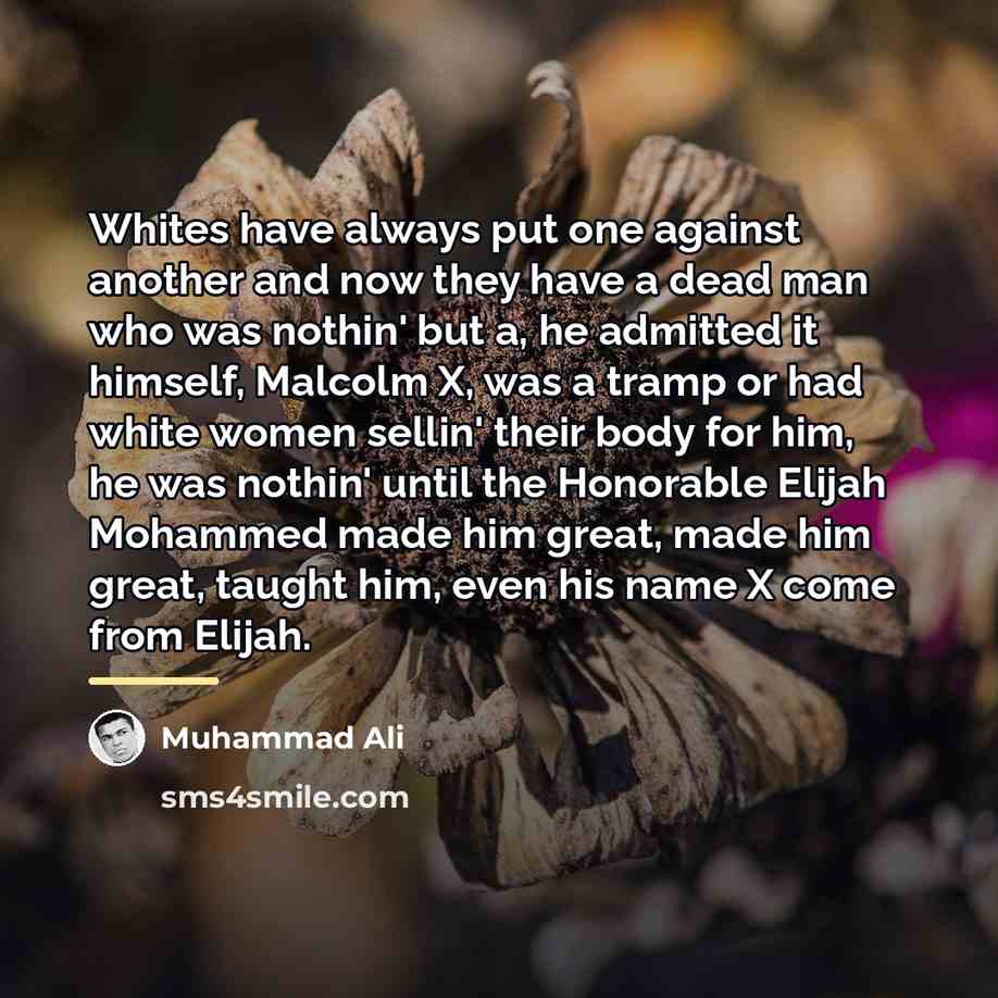 “Whites have always put one against another and now they…” quote by Muhammad Ali