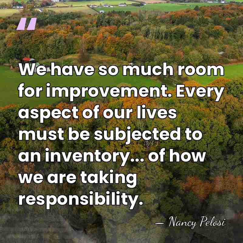 We have so much room for improvement. Every aspect of our lives&hellip; - Nancy Pelosi