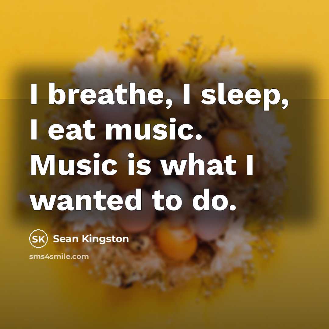 “I breathe, I sleep, I eat music. Music is what…” quote by Sean Kingston