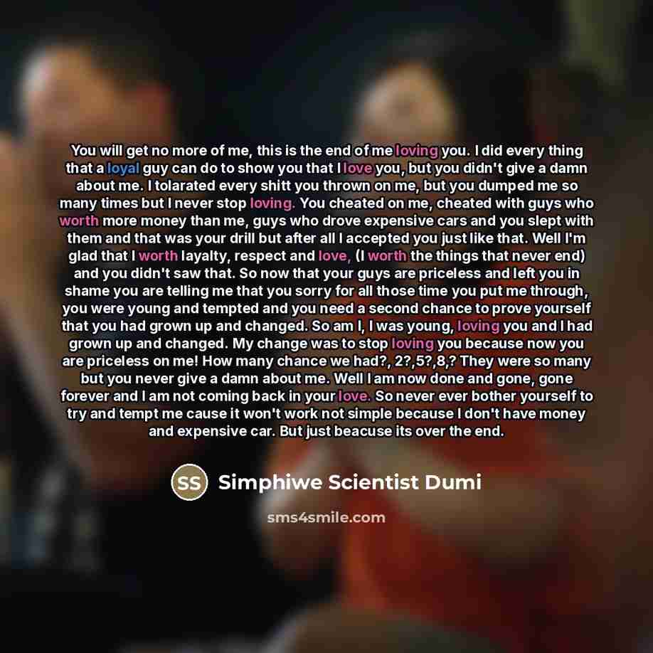 “You will get no more of me, this is the…” quote by Simphiwe Scientist Dumi