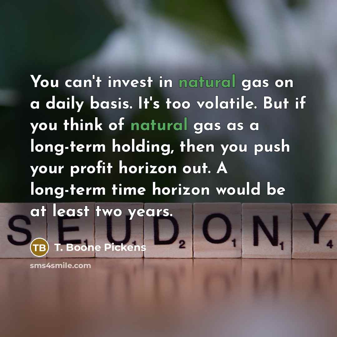 “You can't invest in natural gas on a daily basis.…” quote by T. Boone Pickens