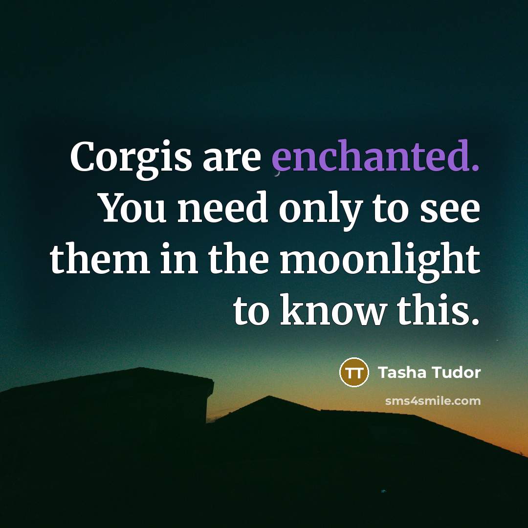 “Corgis are enchanted. You need only to see them in…” quote by Tasha Tudor
