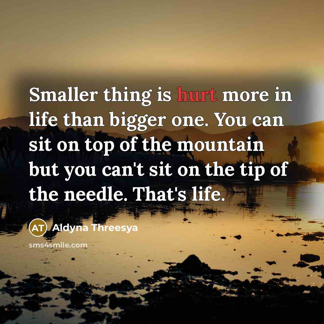 “Smaller thing is hurt more in life than bigger one.…” quote by Aldyna Threesya