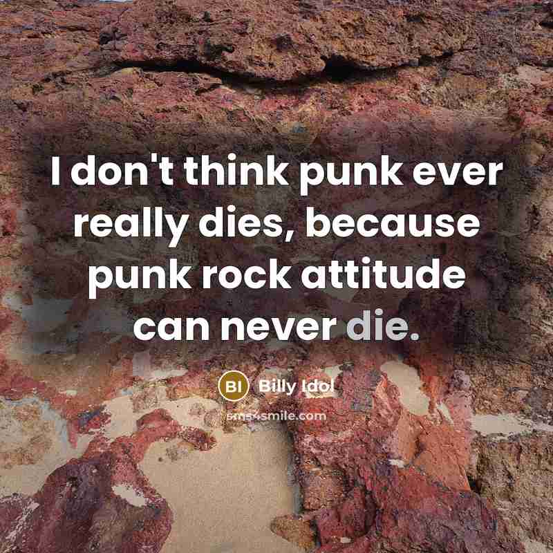 “I don't think punk ever really dies, because punk rock…” quote by Billy Idol