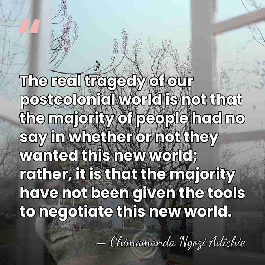The real tragedy of our postcolonial world is not that the majority&hellip; - Chimamanda Ngozi Adichie
