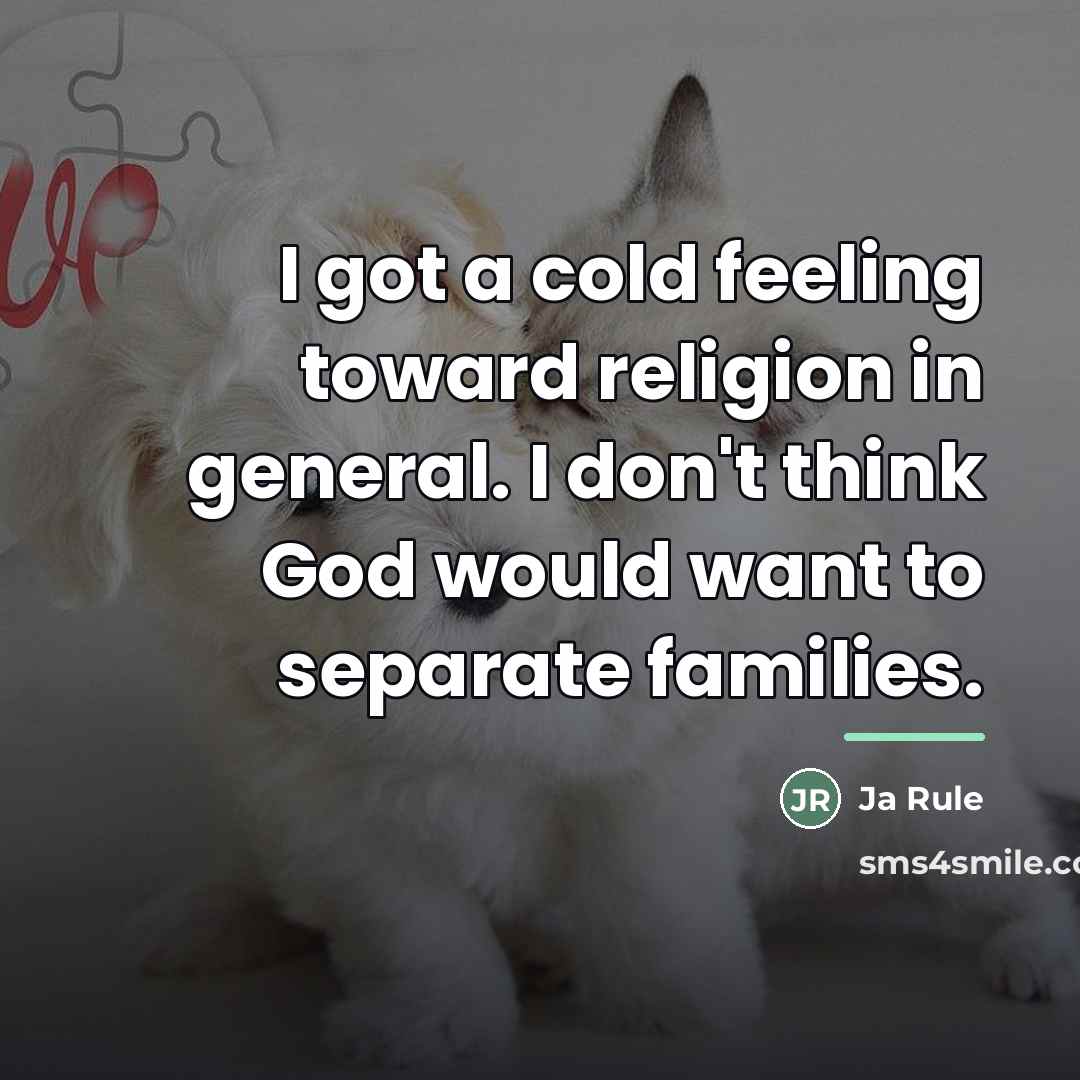“I got a cold feeling toward religion in general. I…” quote by Ja Rule