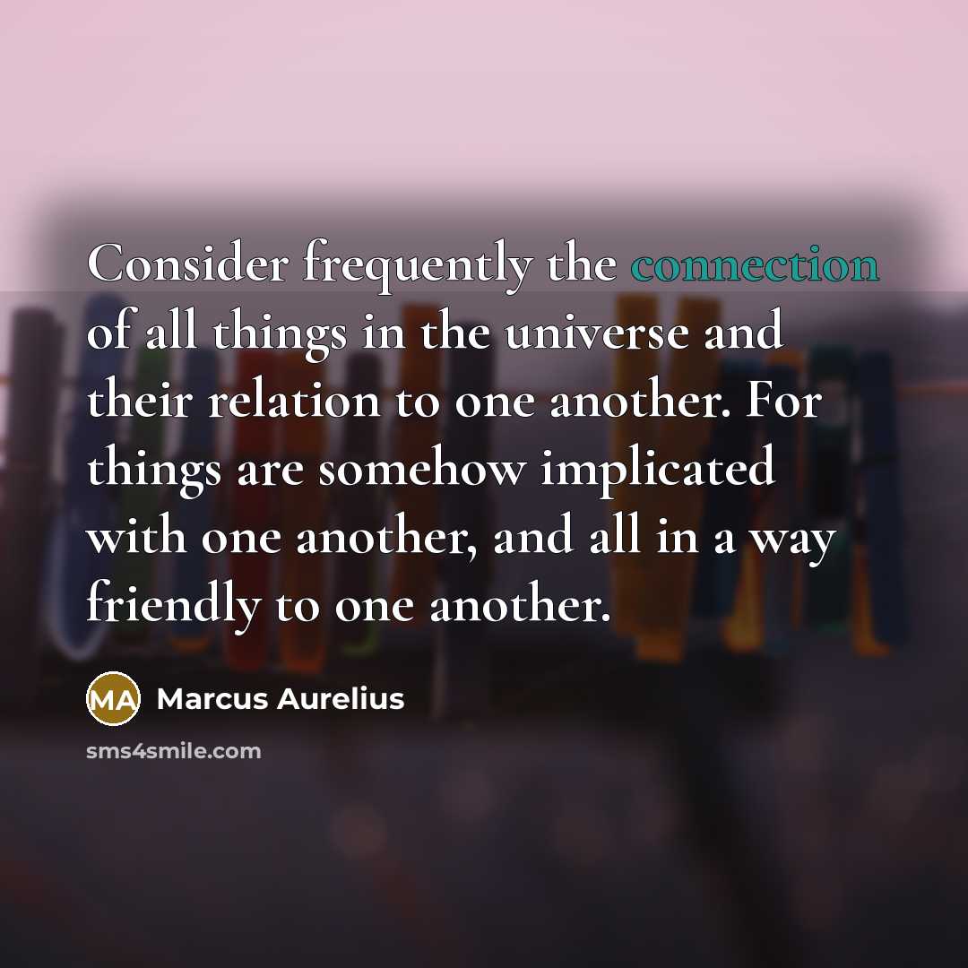 “Consider frequently the connection of all things in the universe…” quote by Marcus Aurelius