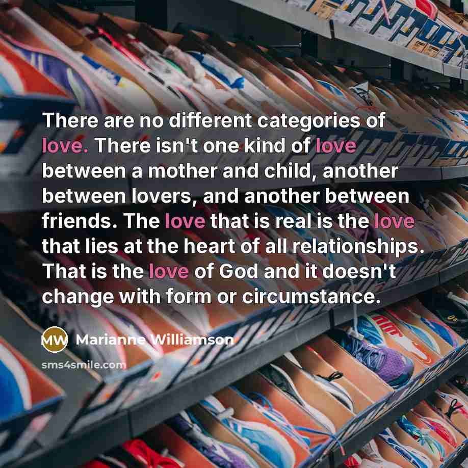“There are no different categories of love. There isn't one…” quote by Marianne Williamson