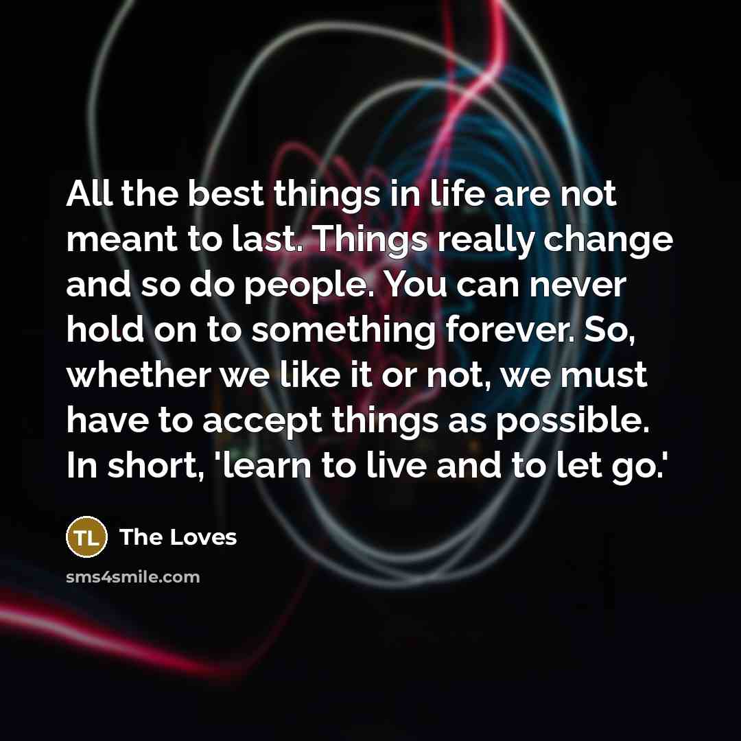 “All the best things in life are not meant to…” quote by The Loves