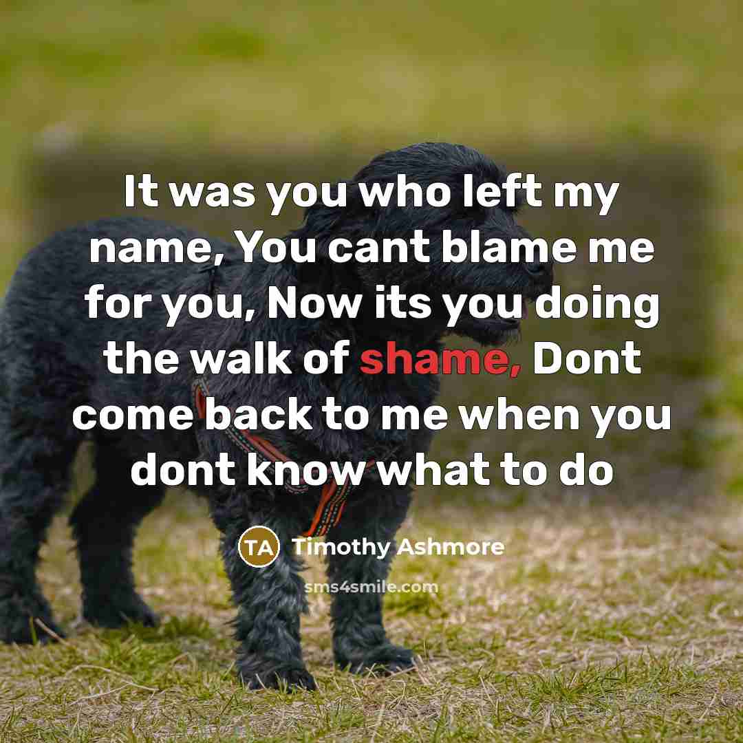 “It was you who left my name, You cant blame…” quote by Timothy Ashmore